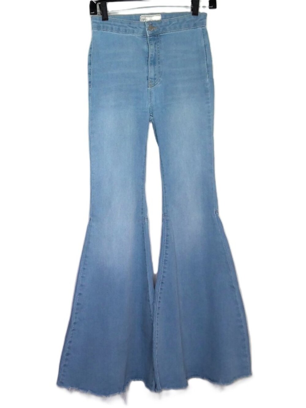 FP Free People Bell Bottom Jeans Super Extreme Flare Mid-Rise Medium Wash 24 R